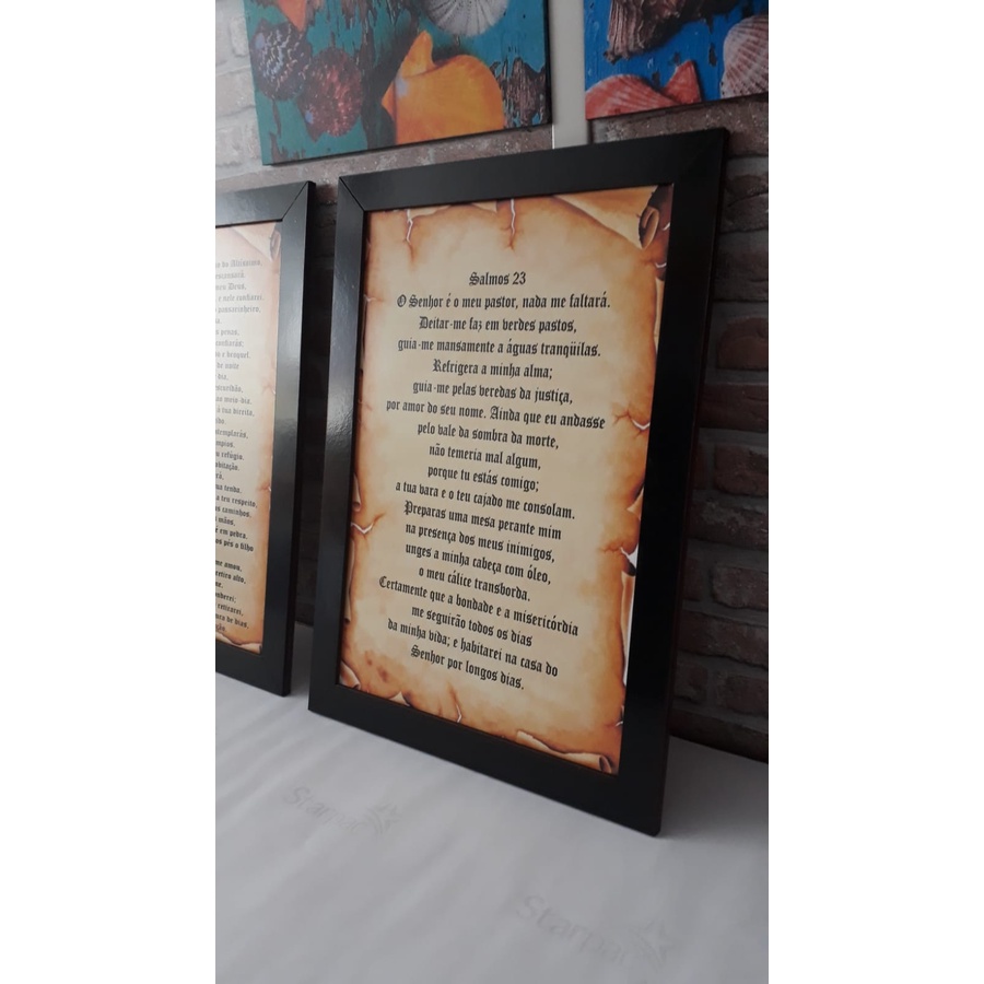 Quadro Religioso Salmo 91 Oração Decorativo A3 35x45cm - So Quadro