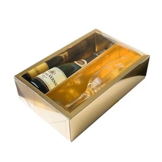 Caixa Mini Champanhe e Taça (20,5cm x 13cm x 6cm) Dourada 5 unidades em Oferta na Shopee