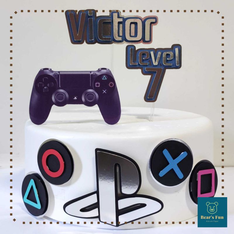 Topo de bolo gamer PS Topper de bolo PS gamer | Shopee Brasil