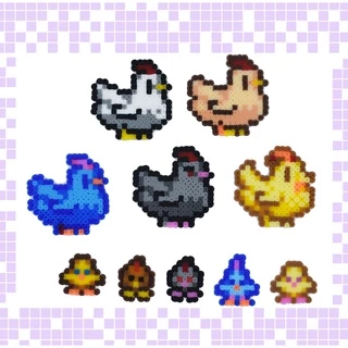 Stardew Valley Galinhas Chaveiro, Imã, Figura, Brincos ou Broches Pixel Art Perler Beads