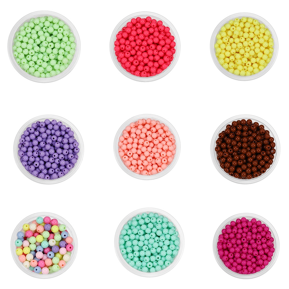 200pcs 6-20mm Acrílico Contas Redondas Acrílicas Com Furo Reto Mistura De Cor Espaçador De Bijuteria Para Acessórios De Joalheria Encontrando