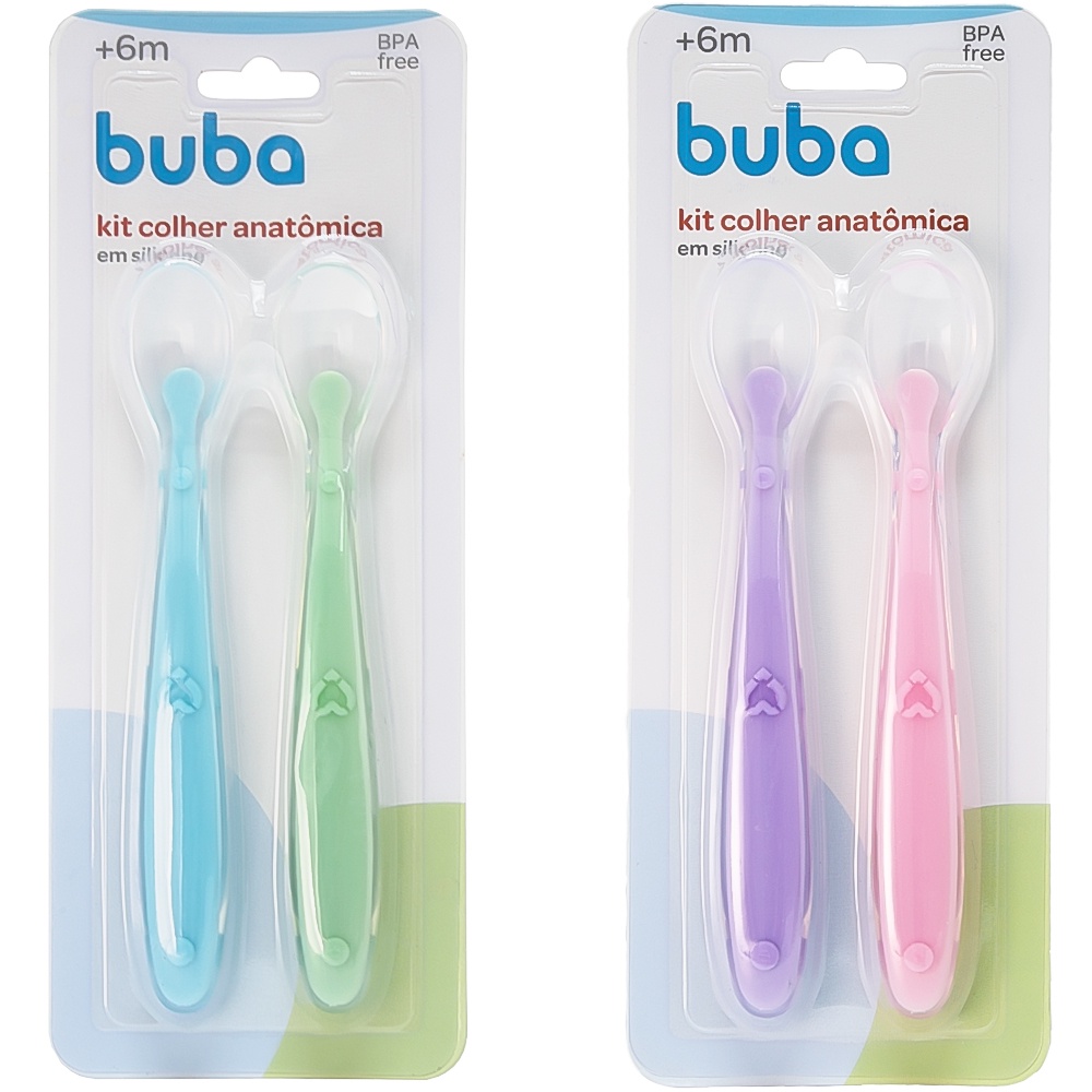 Kit Colher Anatômica Em Silicone Buba Alimentação Papinha Bebe Criança ...