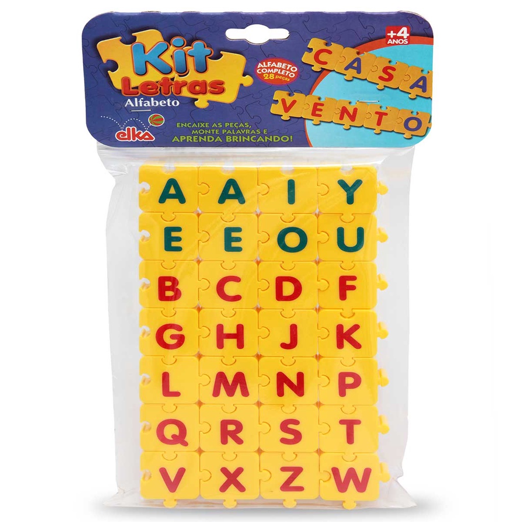 Kit Letras Alfabeto 28 Peças Educativa Elka 840 | Shopee Brasil