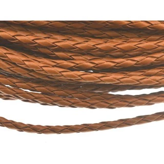 Cordão fio roliço couro trançado ecológico sintético 3 mm - 10 metros