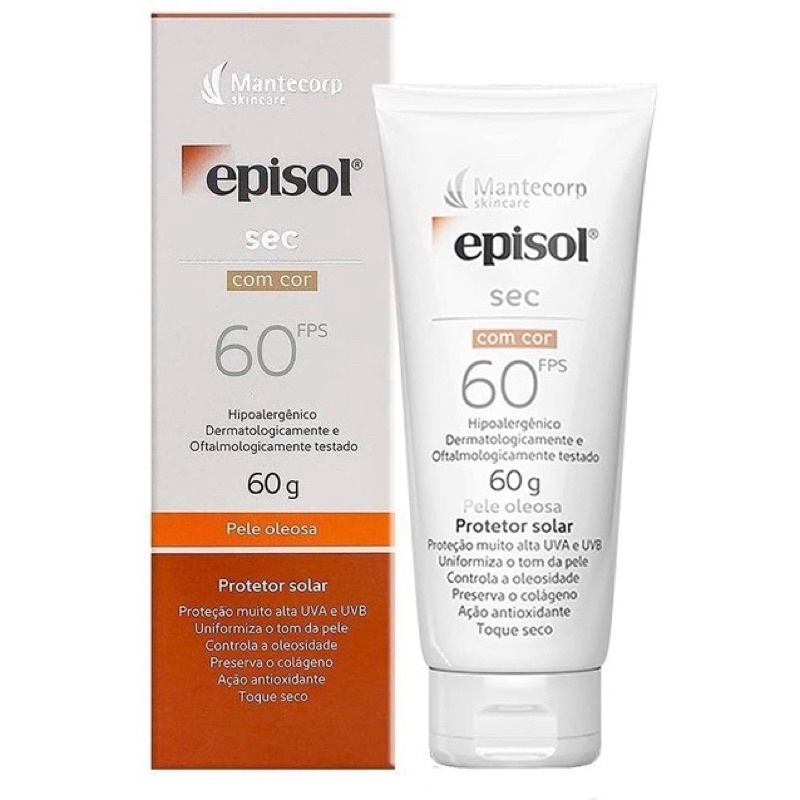 Protetor Solar Facial Episol Sec com Cor Pele Oleosa FPS 60 60gr ...