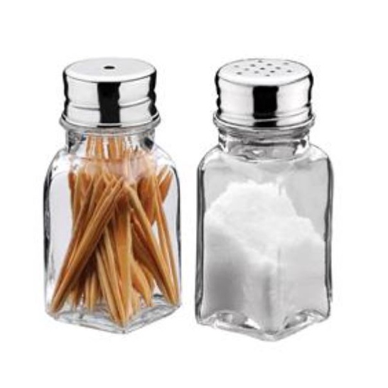 Kit Saleiro Pimenteiro Paliteiro Vidro e Aço Inox 3 Peças