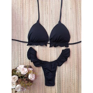 Biquíni Babado Fio dental cavado moda praia feminina Biquines