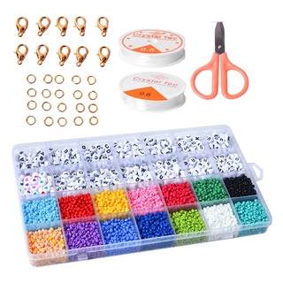 Aisiw 4.000 Peças Contas E Pulseira Conjunto Para Fazer Jóias/Artesanato Kit 3 Milímetros De Vidro Semente Do Coração Carta De Amor DIY Arte
