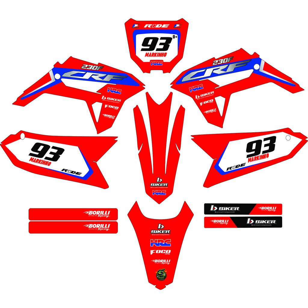 Kit Adesivos Gráficos Moto Crf 230 Completo Crf230 Mod