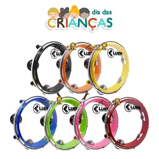 Pandeiro Infantil Junior 8" Polegadas Cristal Luen Colorido Criança