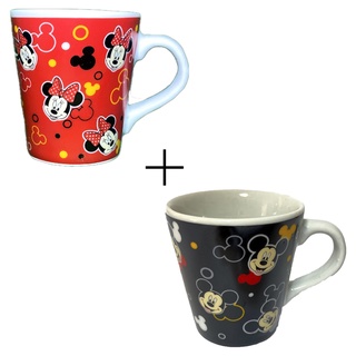 Kit De 1 Caneca De 110ml Do Mickey E 1 Caneca De 110ml Da Minnie Porcelana Presente