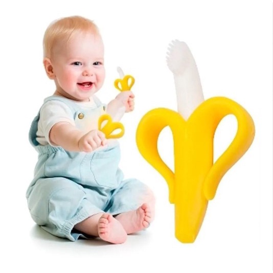 Mordedor Massageador Escova Banana Brinquedo Bebê Bananinha