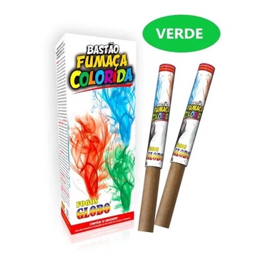 2 FUMAÇA Colorida VERDE Bastão 20mm fotos, festas, chá de Revelação, carnaval, futebol