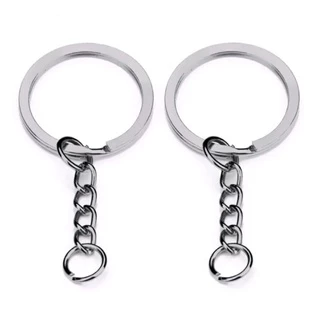 Argola Italiana Para Chaveiro Reforçada 25mm + Elo 8mm - 50 peças Prata.