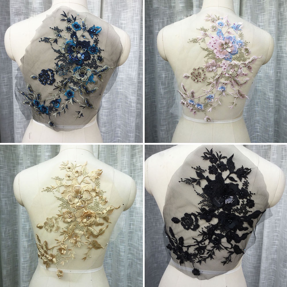 Costura Bordadada Em Patches Para Vestuário Festa De Casamento Renda De Flor 35 * 26.5CM