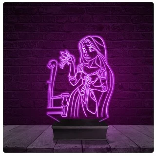 Luminária e Abajur Acrílico Led - Rapunzel Disney