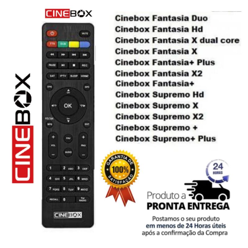 Controle Remoto Receptor Cinebox Fantasia / Supremo / Linha X, Z (COM PILHAS)