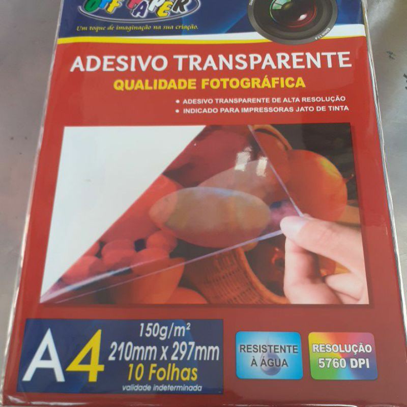 PAPEL A4 ADESIVO TRANSPARENTE FOTOGRÁFICA | Shopee Brasil