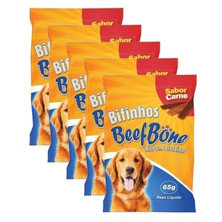 Combo 5 Bifinho Petiscos Pet Para Cachorros Com Sabor CARNE Bifinhos Dog Beef Bone 65g 5 Unidades