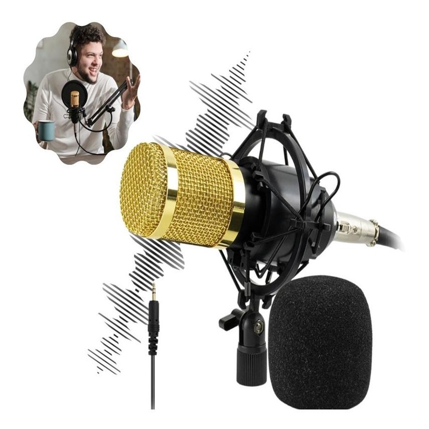 Microfone Estudio Profissional Suporte Para Gravar Podcast | Shopee Brasil