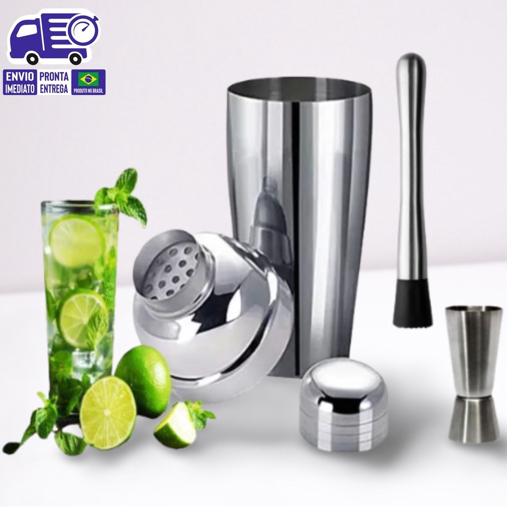 Kit Barman Coqueteleira 750ml Inox Bartender Drink Caipirinha Gin ...