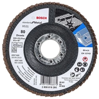 Disco Flap 115mm Bosch Grão 80 Standard for Metal Curvo Fibra de Vidro