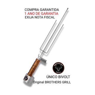 Espeto Giratório Elétrico Master Bivolt BROTHER´S GRILL (Tridente de 60 cm,  Cabo de Madeira)