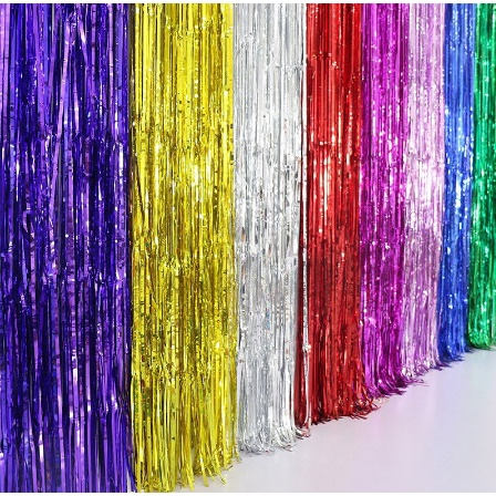 Cortina Metalizada Franja Decoração Parede Fundo para Festas Brilhante Furta Cor