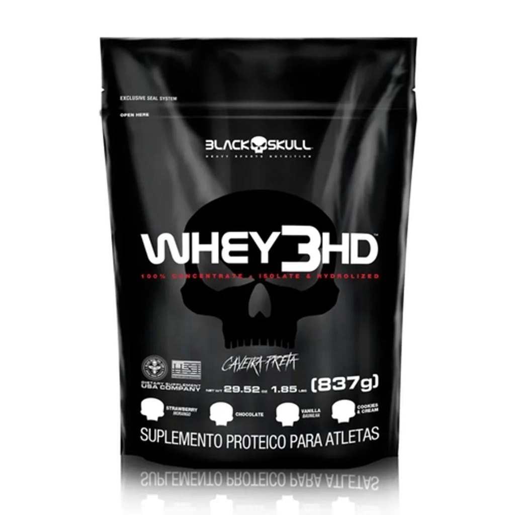 Whey Refil 3 HD Baunilha 837g – Black Skull