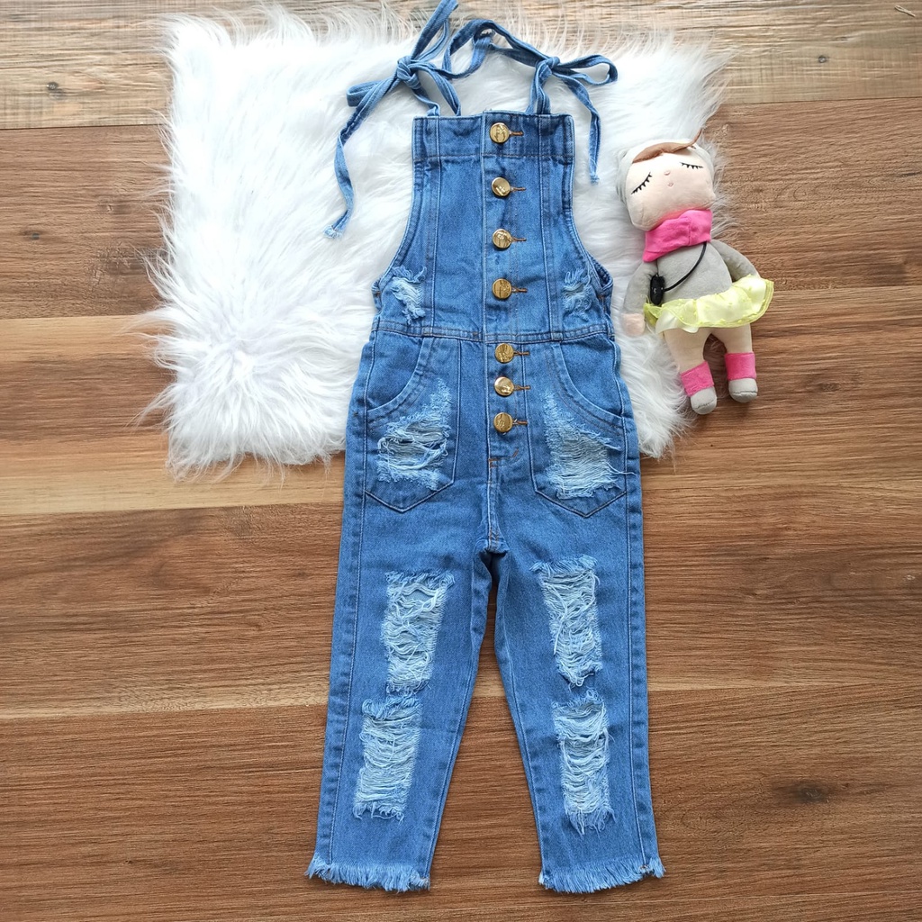 Macacao jeans sales comprido infantil