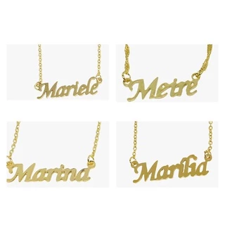 Colar com nome iniciais M folheado a ouro