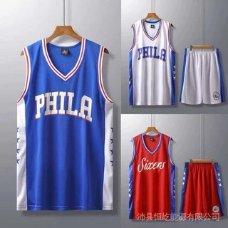 Conjunto De Camisa Nba Philadelphia 76ers Roupas De Basquete Para Homens 09CA