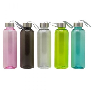 GARRAFA DE AGUA COM TAMPA INOX E ALÇA / SQUEEZE PLÁSTICO Transparente de 550 ml