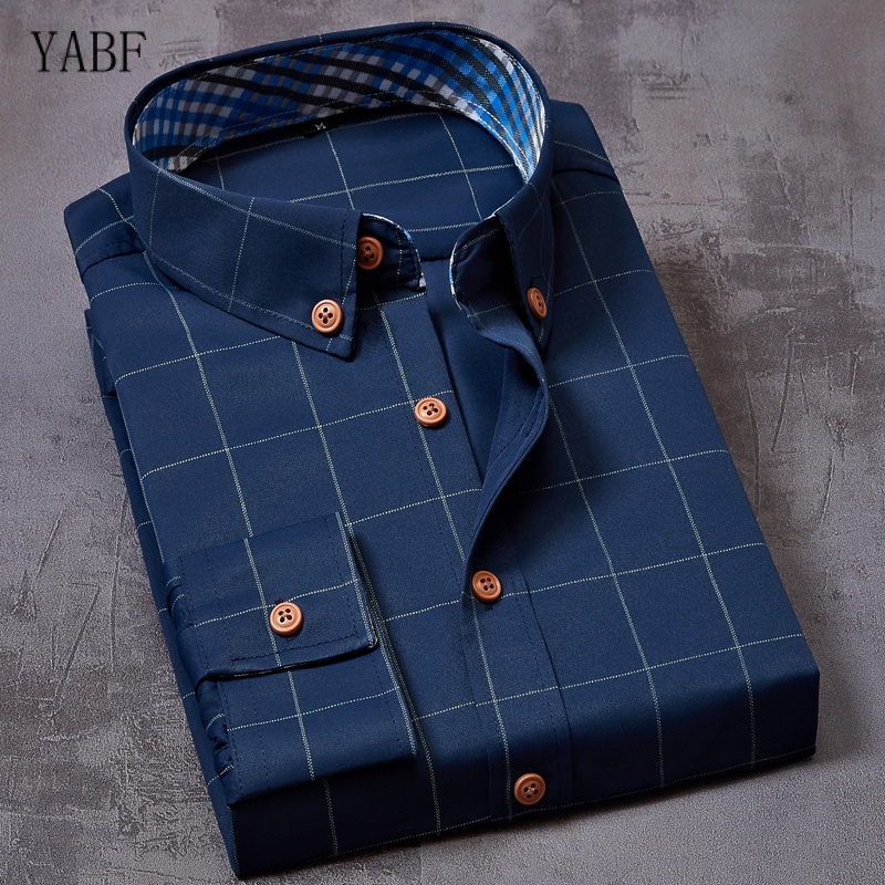2022 Camisa Xadrez Masculina De Alta Qualidade Manga Comprida Slim Fit Business Casual XL 3837