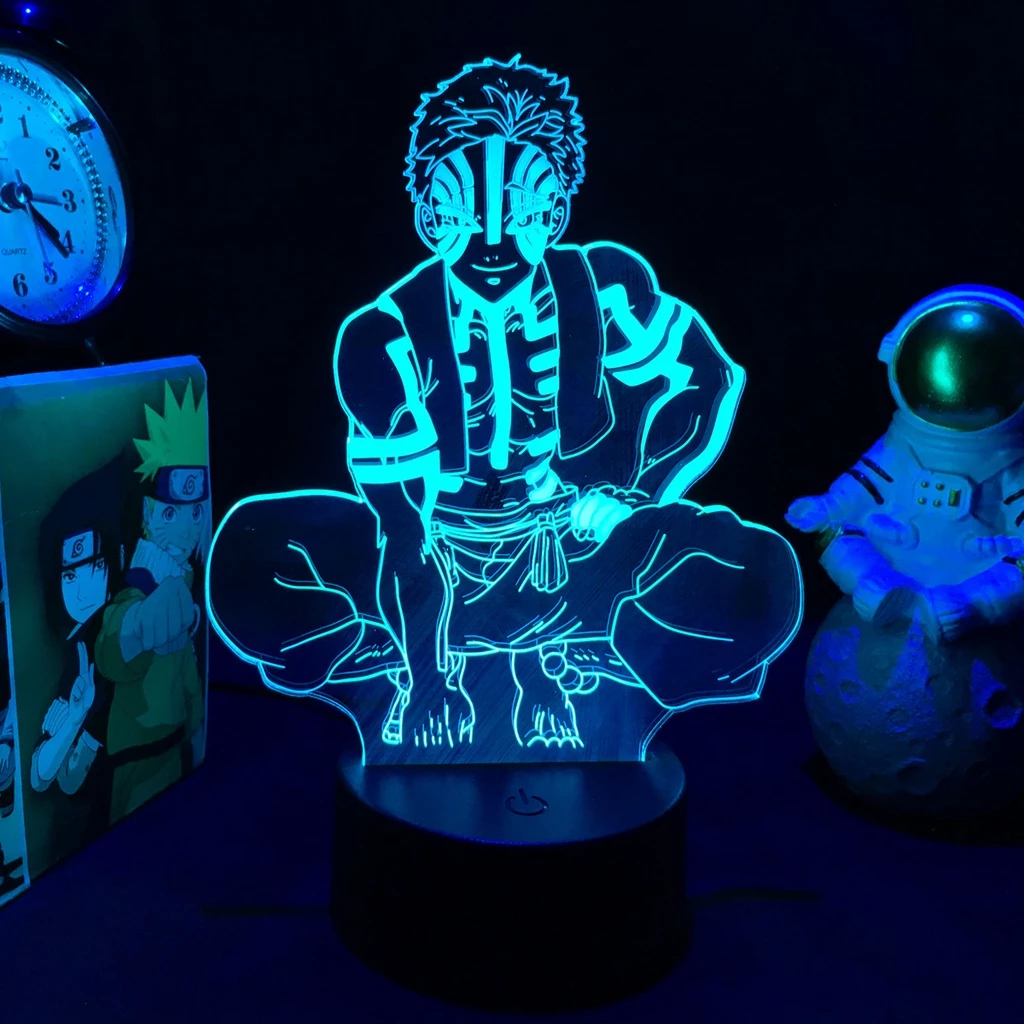 Luminária De Led Anime Demon Slayer Para Decoração De Quarto Infantil/Presente De Aniversário Akaza/3d/Manga/Kimetsu No Yaiba
