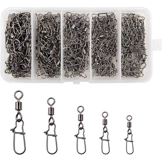 210pçs Conectores Giratórios De Pesca Tamanho 2 4 5 6 8 Rolamento De Alta Resistência Com Estalo Kit
