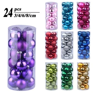 24PCS 3/4/6/8CM Bola de Natal Árvore de Natal/Pingente de Festa Decoração Presente de Ano Novo