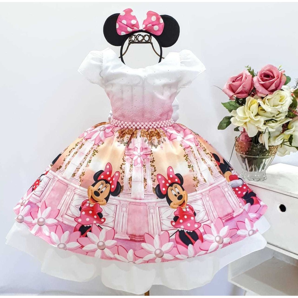 Vestido da minnie rosa best sale para aniversário