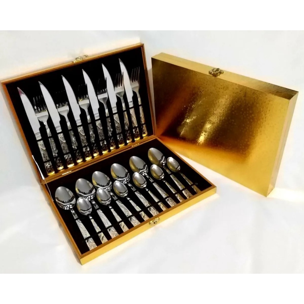 Kit Faqueiro Talheres Com Maleta Pe As Em Inox C Dourado Shopee Brasil