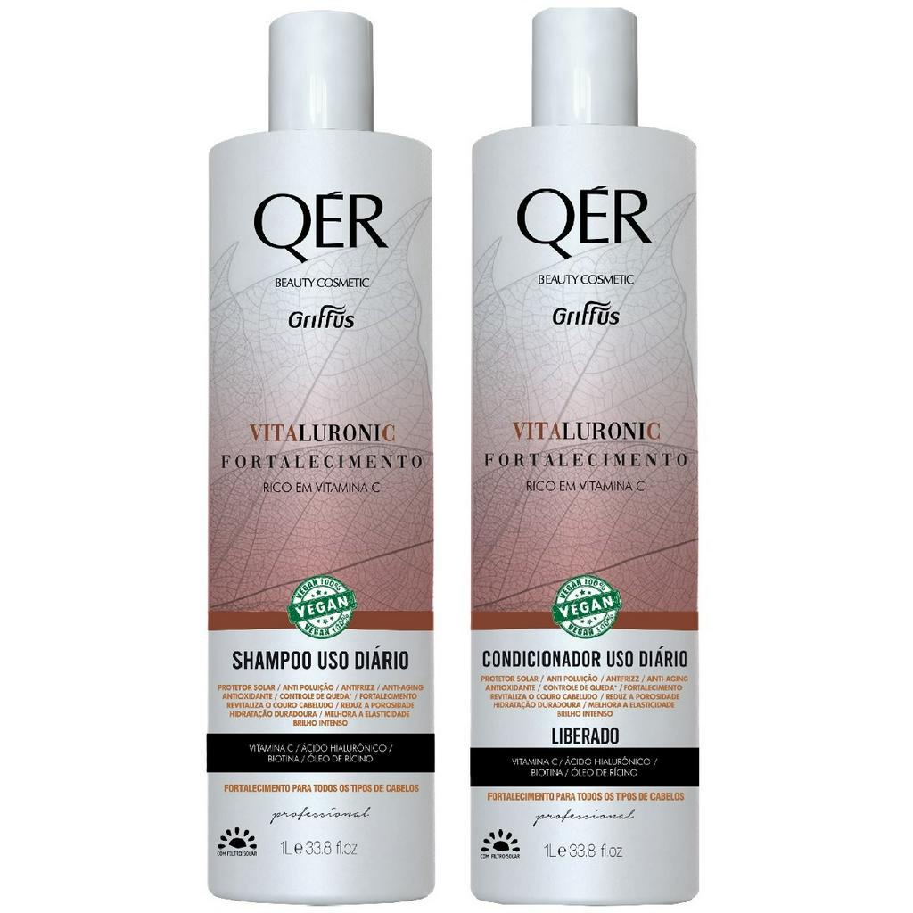 Kit Shampoo + Condicionador Fortalecimento Vegano Vitaluronic QÉR ...