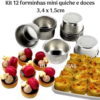 kit 12 Formas para Mini Quiche , Mini Pão de Mel ( Tamanho para Festa) - Folhas Flandres