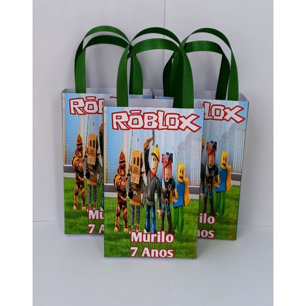 Sacolinha Personalizada Azul Babão Tema Festa Roblox