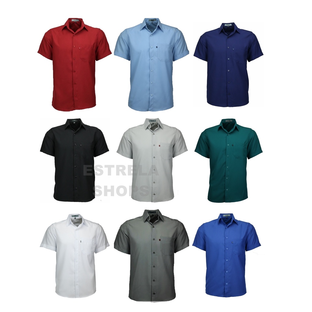 Camisa social masculina manga curta store com bolso