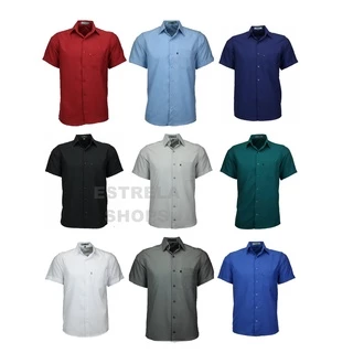 Kit 3 camisa social masculina manga curta com bolso e botao