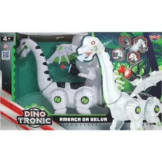 Boneco Dragão Robótico Dino Tronic Ameaça Da Selva Com Sopro De Vapor Bota Ovos E Lança Dardos - Toyng 42503