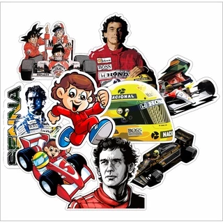 Kit Pack Adesivos Sticker Ayrton Senna 09 Peças Cartela Vinil