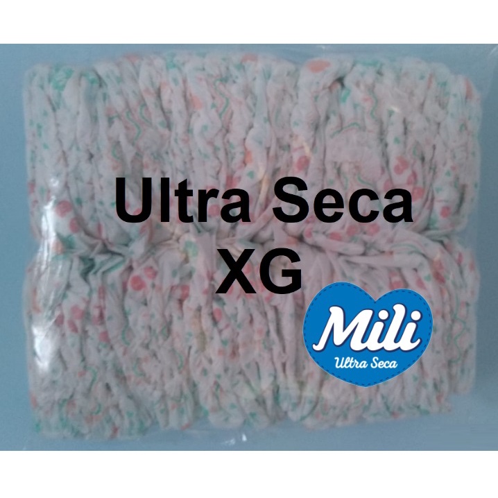 100 Fraldas XG MILI - ULTRA SECA - Embalagem Transparente Sem Rótulo