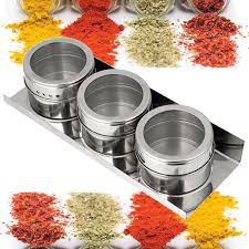 Porta Temperos E Condimentos Magnético Inox 3 Potes