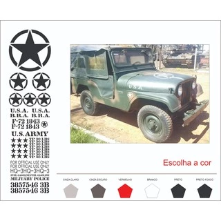 Kit Acessório Adesivos Jeep Militar Jeep Renegade Willys Toyota