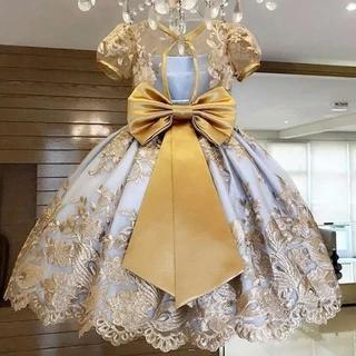 Vestido De Natal Kid Girls Party Elegante Bordado De Renda De Verão